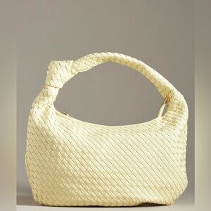 Woven Hobo Shoulder Bag in Pale Yellow